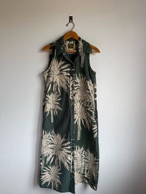Sleeveless Green Palm-Print Sig Zane Dress size Medium